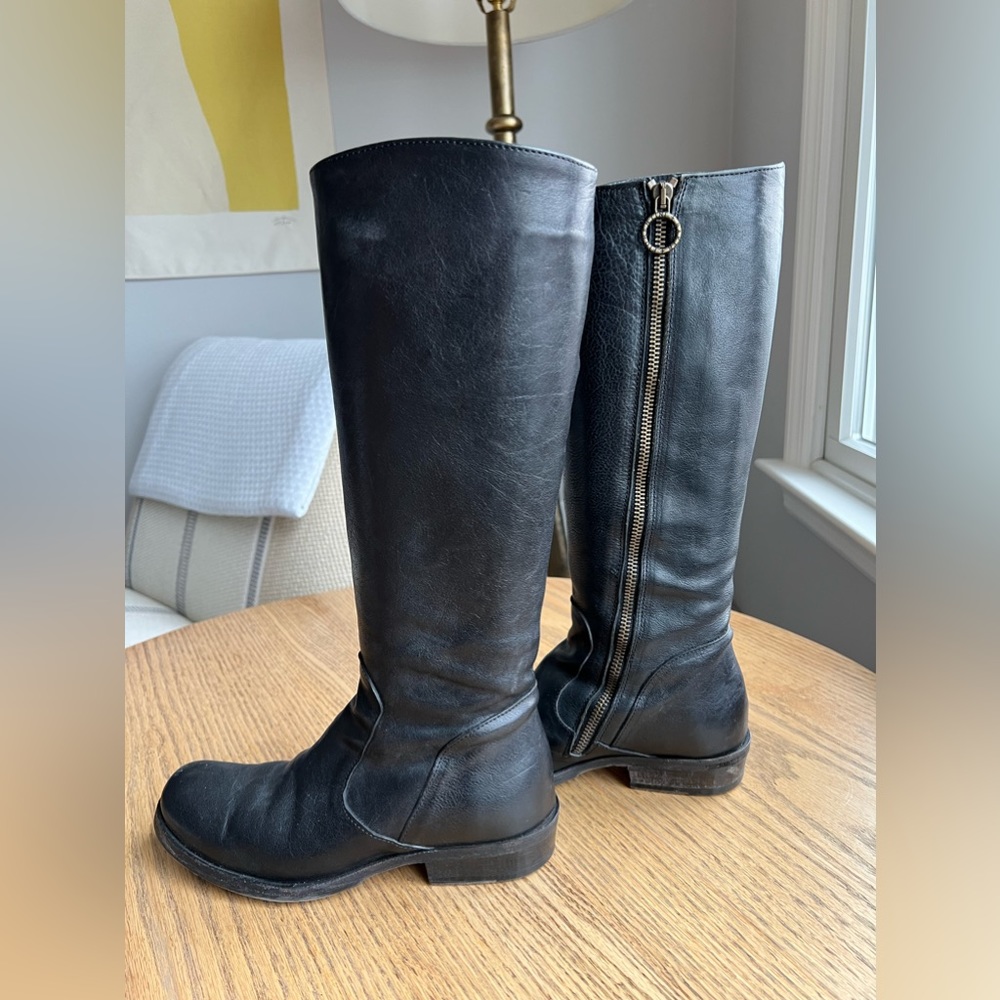 Fiorentini & Baker Black Leather Flat Tall Boots 36 View 6